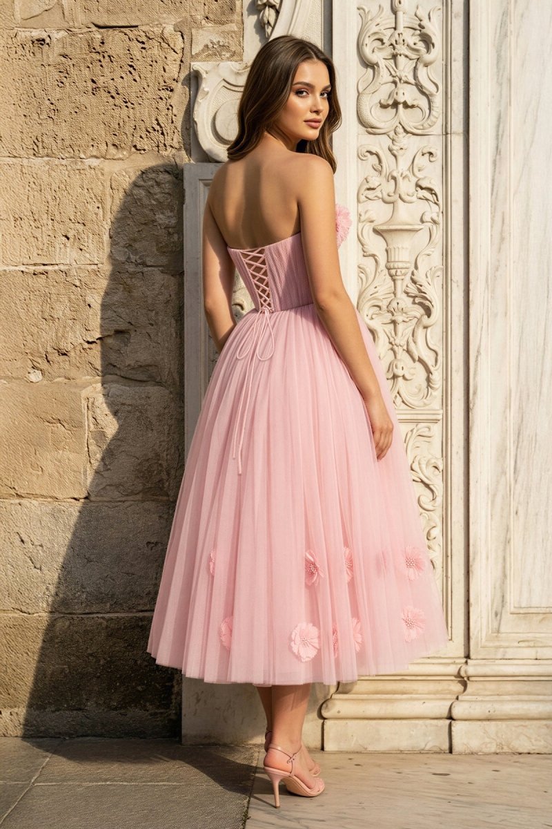 Thalia Brooke Rose Pink back view prom dress