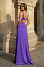 Sky Blue Satin Mermaid Evening Dress with Sweetheart Neckline and Slit