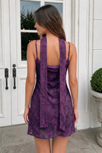 Leonora Purple back view homecoming dress