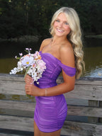 Pink Off The Shoulder Tulle Short Homecoming Dresses