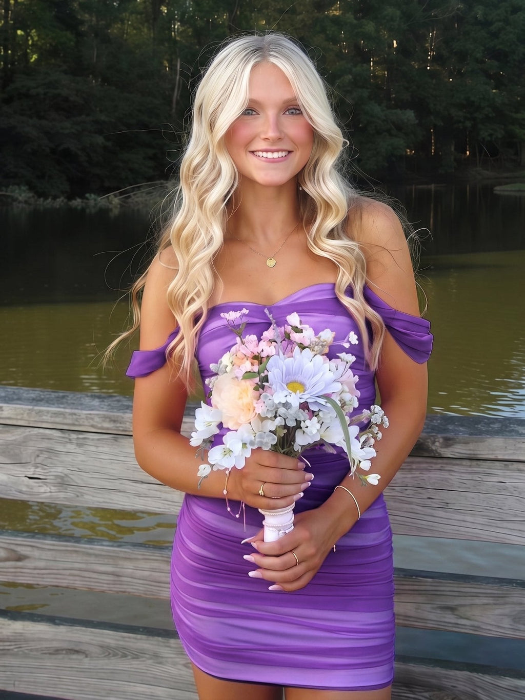Pink Off The Shoulder Tulle Short Homecoming Dresses