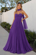 A Line Light Pink Sweetheart Chiffon Long Formal Prom Gown