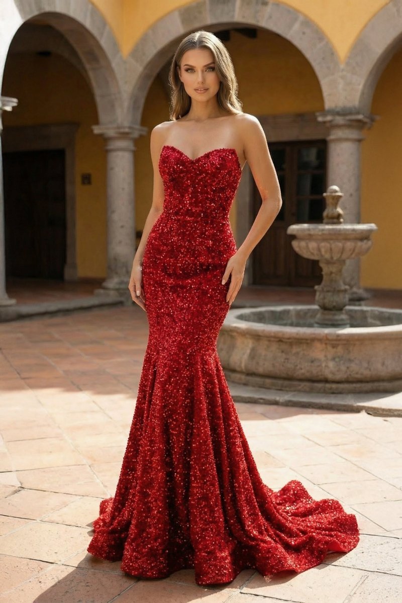 Nerissa Sol Red front view prom dress