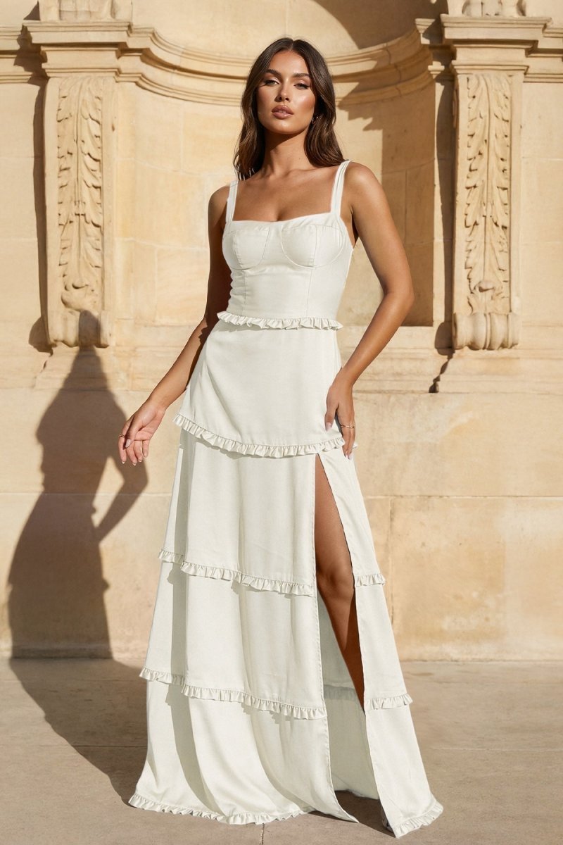 Briony Ivory front view prom dress