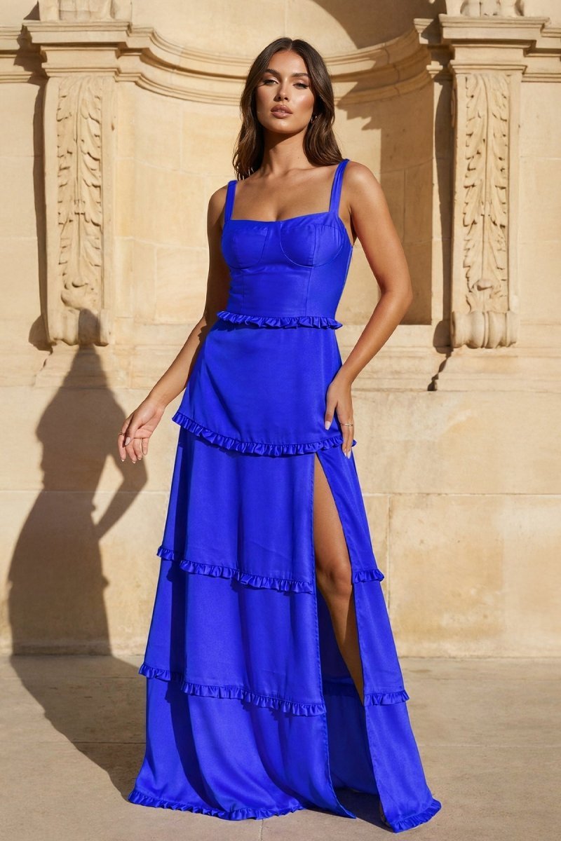 Briony Royal Blue front view prom dress