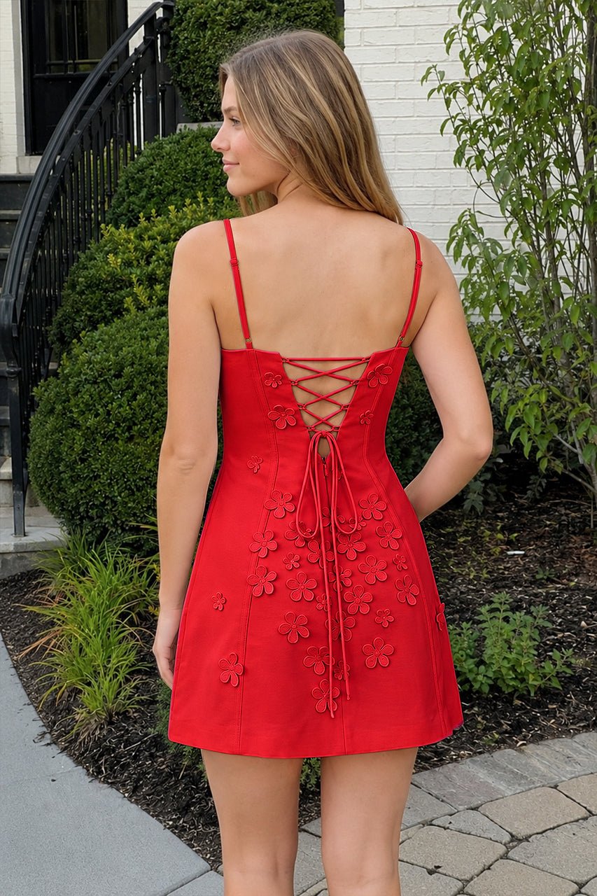 Ksenia Red back view homecoming dress