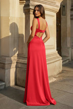 Sky Blue Satin Mermaid Evening Dress with Sweetheart Neckline and Slit