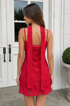 Leonora Red back view homecoming dress