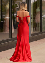 Mermaid Satin Long Formal Prom Gown with Slit