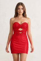 Orange Sheath Sweetheart Sequined Cut Out Short Homecoming & Cocktail Dresses