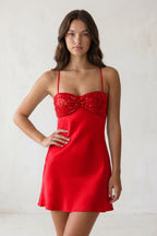 Avenna Red side view homecoming dress