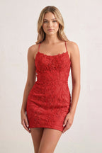Amara Red front view homecoming dress