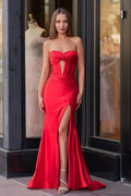 Minerva Fern Red front view prom dress