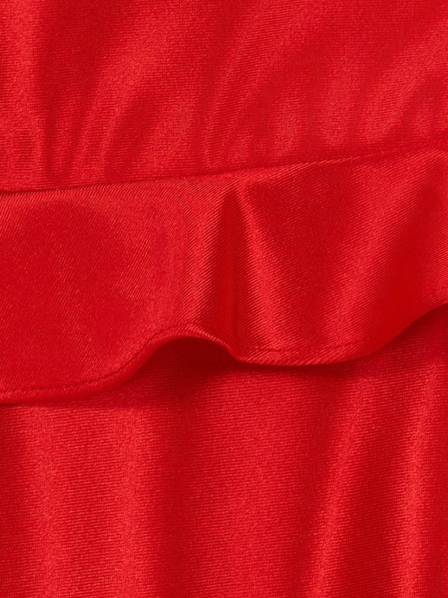 Red Sweetheart Satin Ruffles Short Homecoming Dresses
