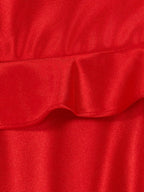 Red Sweetheart Satin Ruffles Short Homecoming Dresses