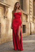 Sidonie Red front view evening dress