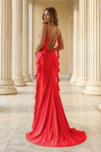 Gisella red back view prom dress