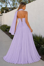 A Line Light Pink Sweetheart Chiffon Long Formal Prom Gown