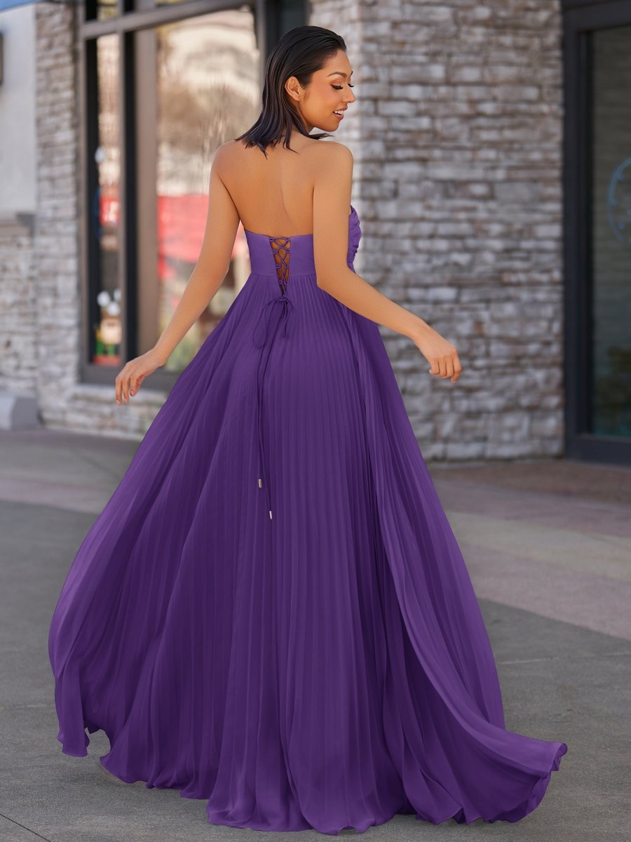 A Line Light Pink Sweetheart Chiffon Long Formal Prom Gown
