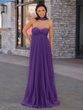 A Line Light Pink Sweetheart Chiffon Long Formal Prom Gown