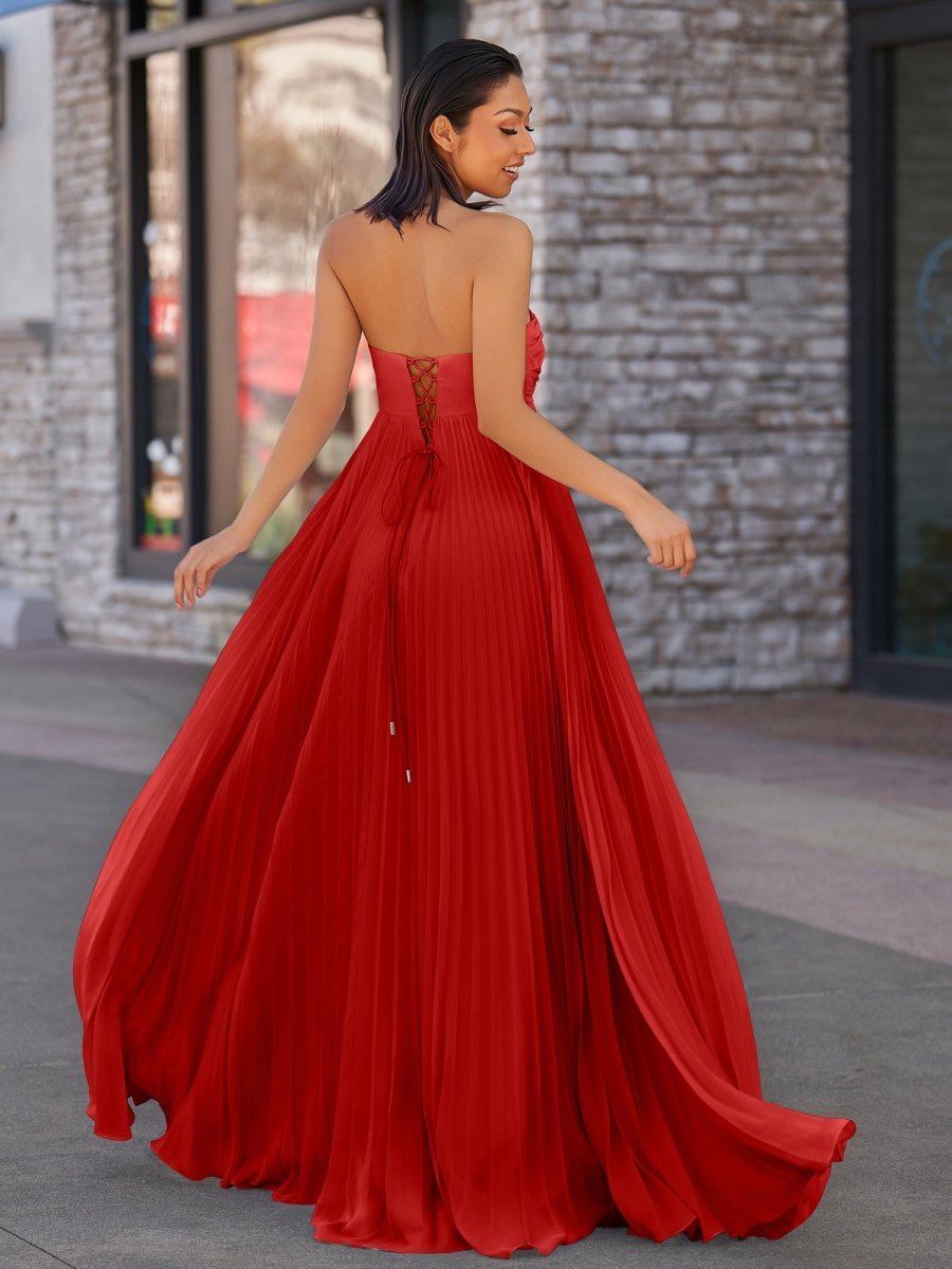 A Line Light Pink Sweetheart Chiffon Long Formal Prom Gown