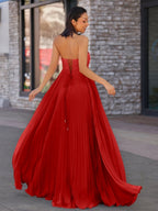 A Line Light Pink Sweetheart Chiffon Long Formal Prom Gown