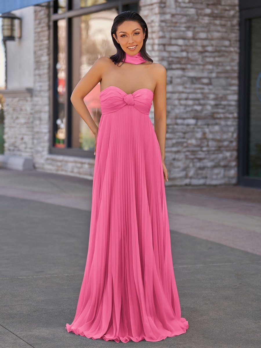 A Line Light Pink Sweetheart Chiffon Long Formal Prom Gown