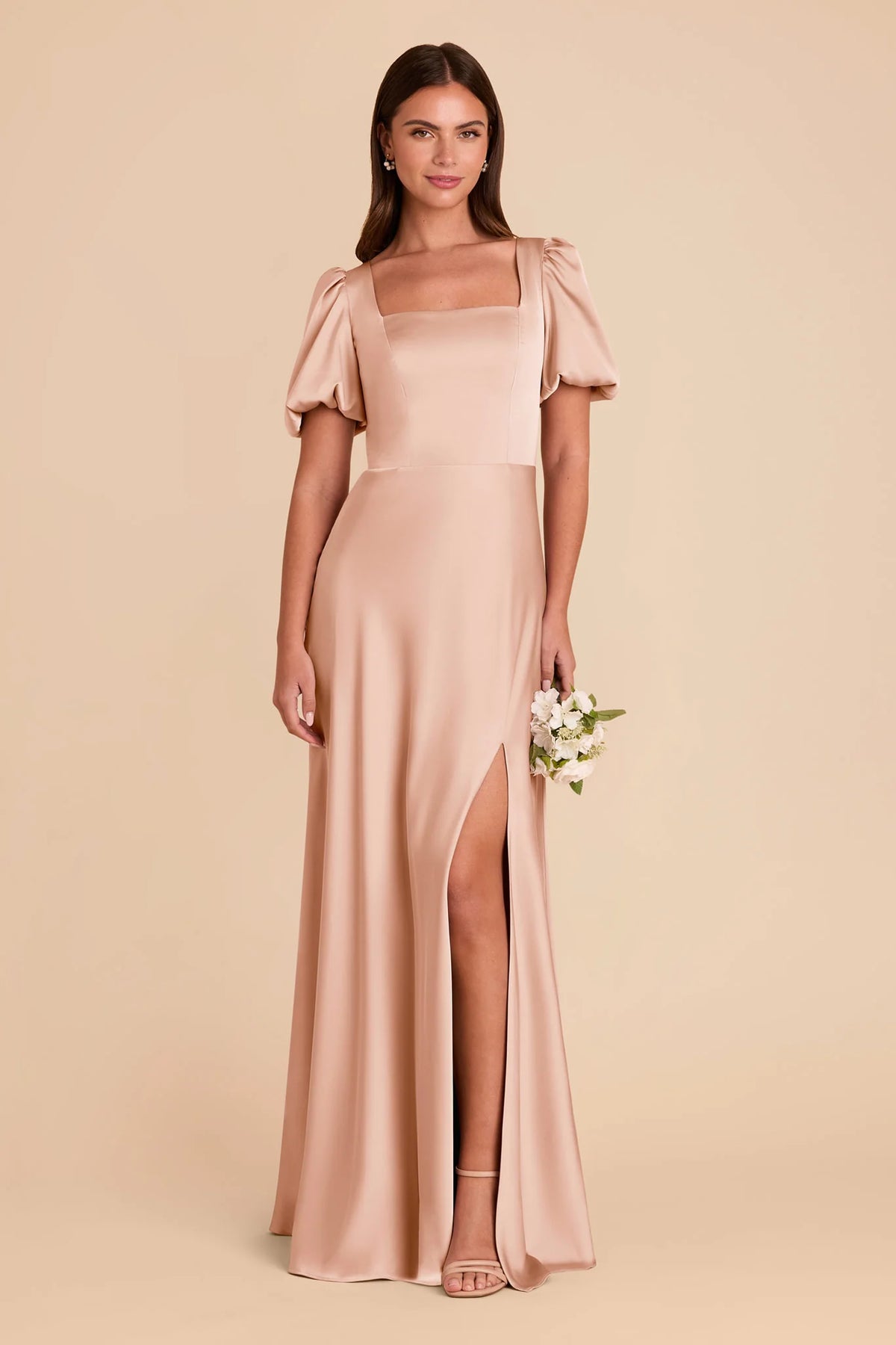 Selene Rose Gold front view bridesmaid dress