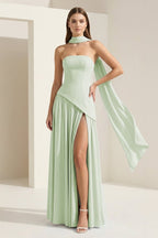 Florienne sage green back view prom dress
