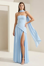 Florienne sky blue side view prom dress