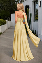 Florienne yellow back view prom dress