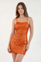 Esmara Rust front view homecoming dress