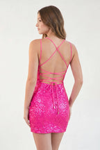 Royal Blue Bodycon Scoop Neck Sequins Mini Party Dresses