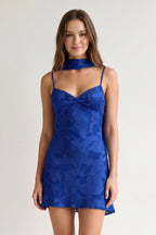 Leonora Royal Blue side view homecoming dress