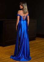 Mermaid Satin Long Formal Prom Gown with Slit