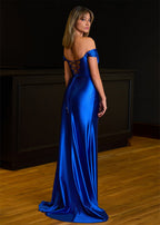 Mermaid Satin Long Formal Prom Gown with Slit