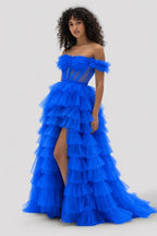 Delphine Royal Blue front view prom dress