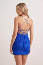 Sheath Spaghetti Straps Lace Short Homecoming Dresses