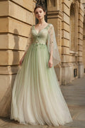 Verena Sage Green front view prom dress