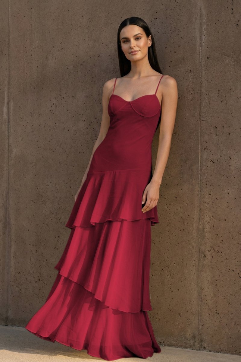 Kerensa Pearl Burgundy front view prom dress