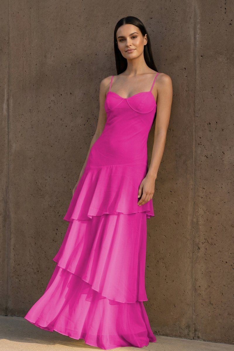 Kerensa Pearl Fuchsia front view prom dress