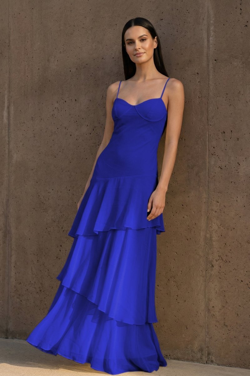 Kerensa Pearl Royal Blue front view prom dress