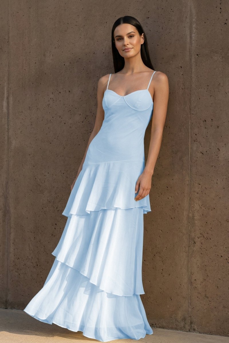 Kerensa Pearl Sky Blue front view prom dress
