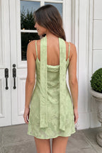 Leonora Sage Green back view homecoming dress
