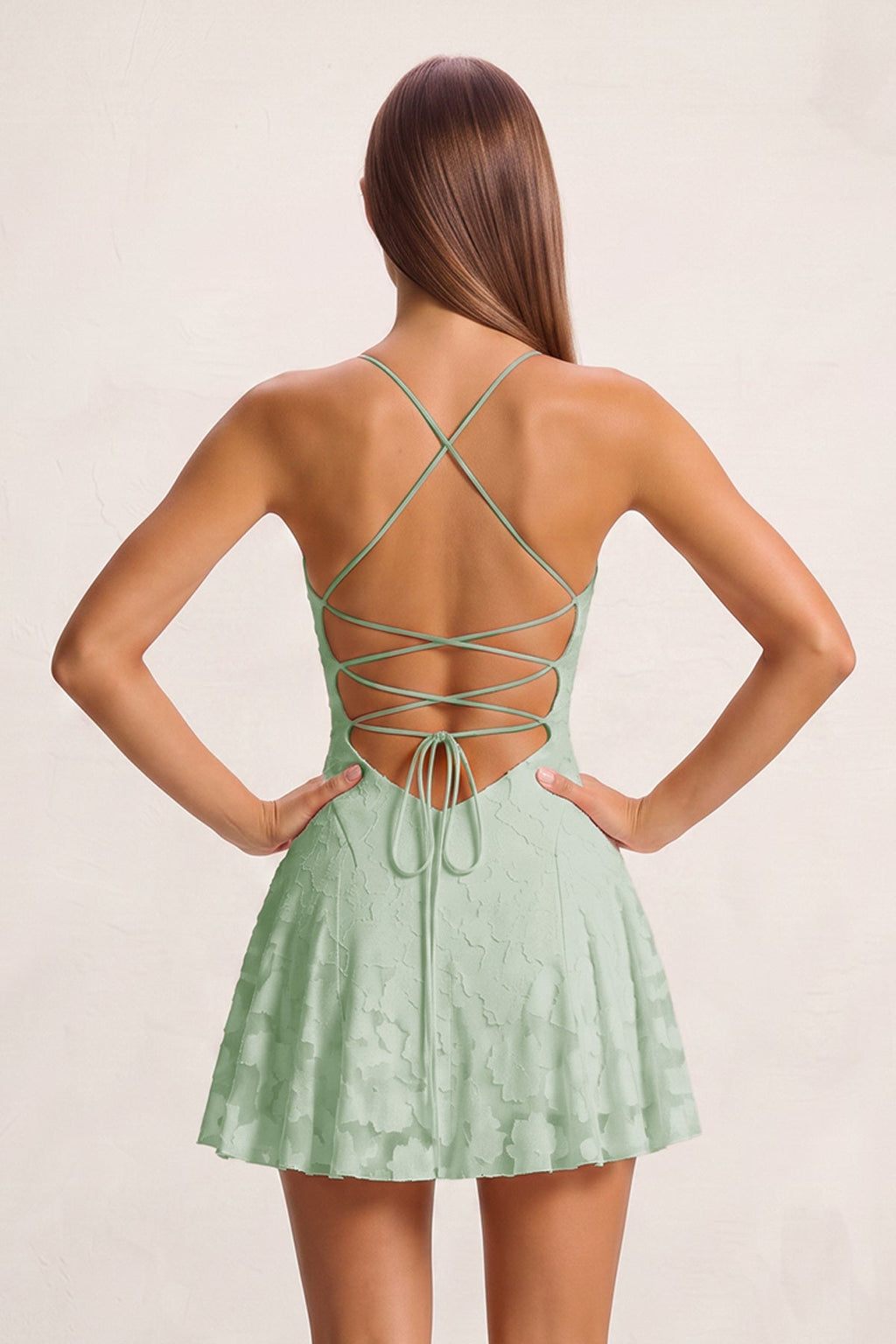 Fiorella Sage Green detail 1 homecoming dress