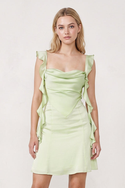 Berenice Sage Green front view homecoming dress