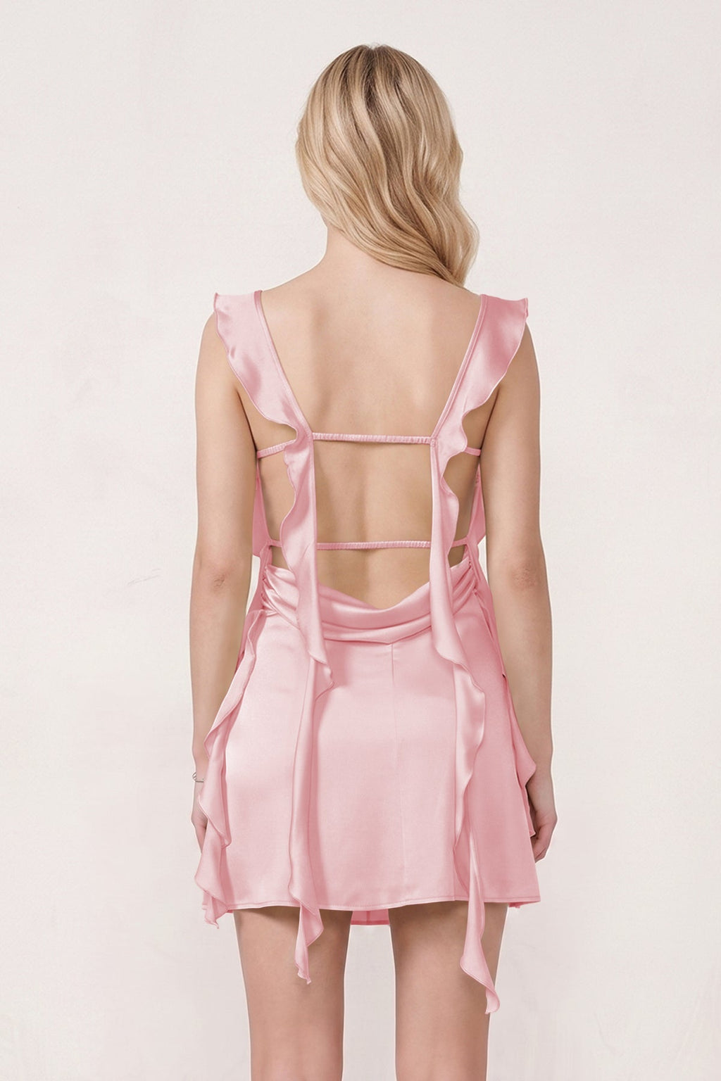Sage Ruffled Sheath Square Neck Satin Ruched Homecoming Dress