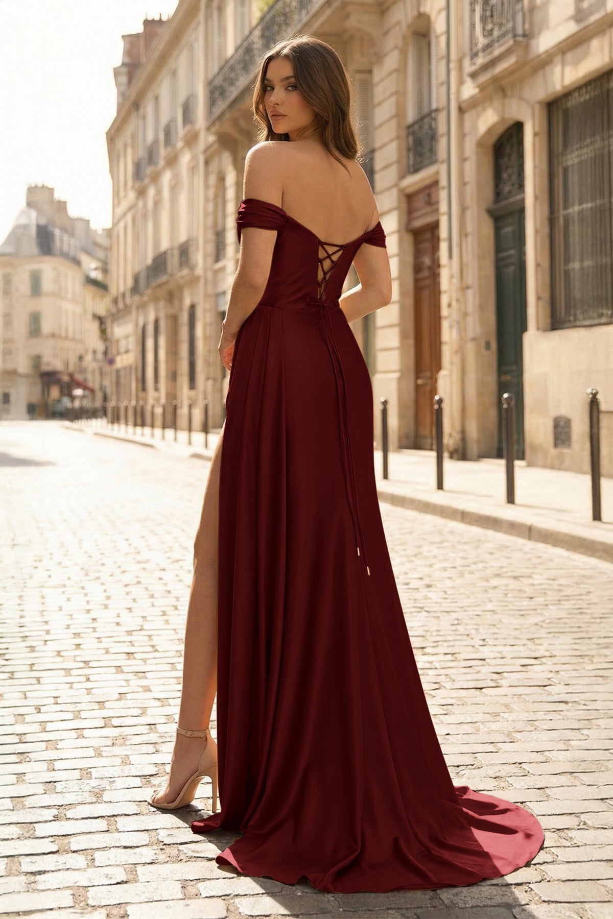 Mermaid Satin Long Formal Prom Gown with Slit