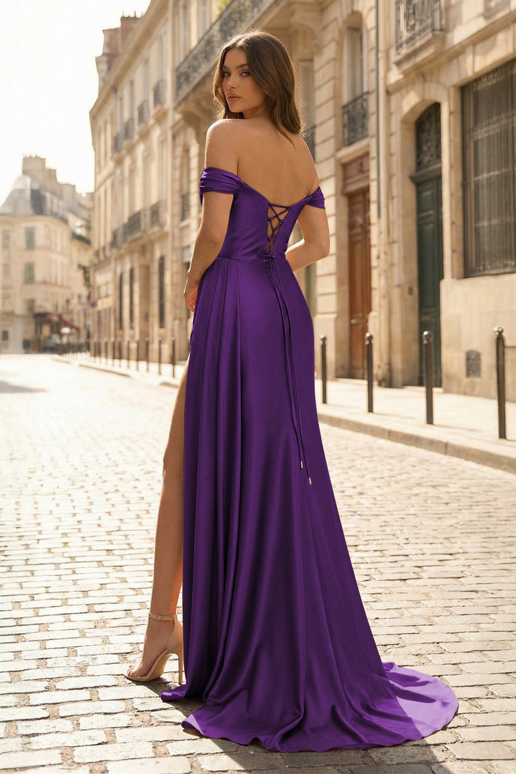 Mermaid Satin Long Formal Prom Gown with Slit