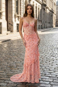 Ulyssa pink front view prom dress